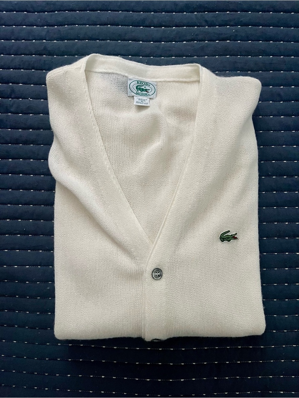 Flawless vintage 90s IZOD Lacoste white cardigan, XL